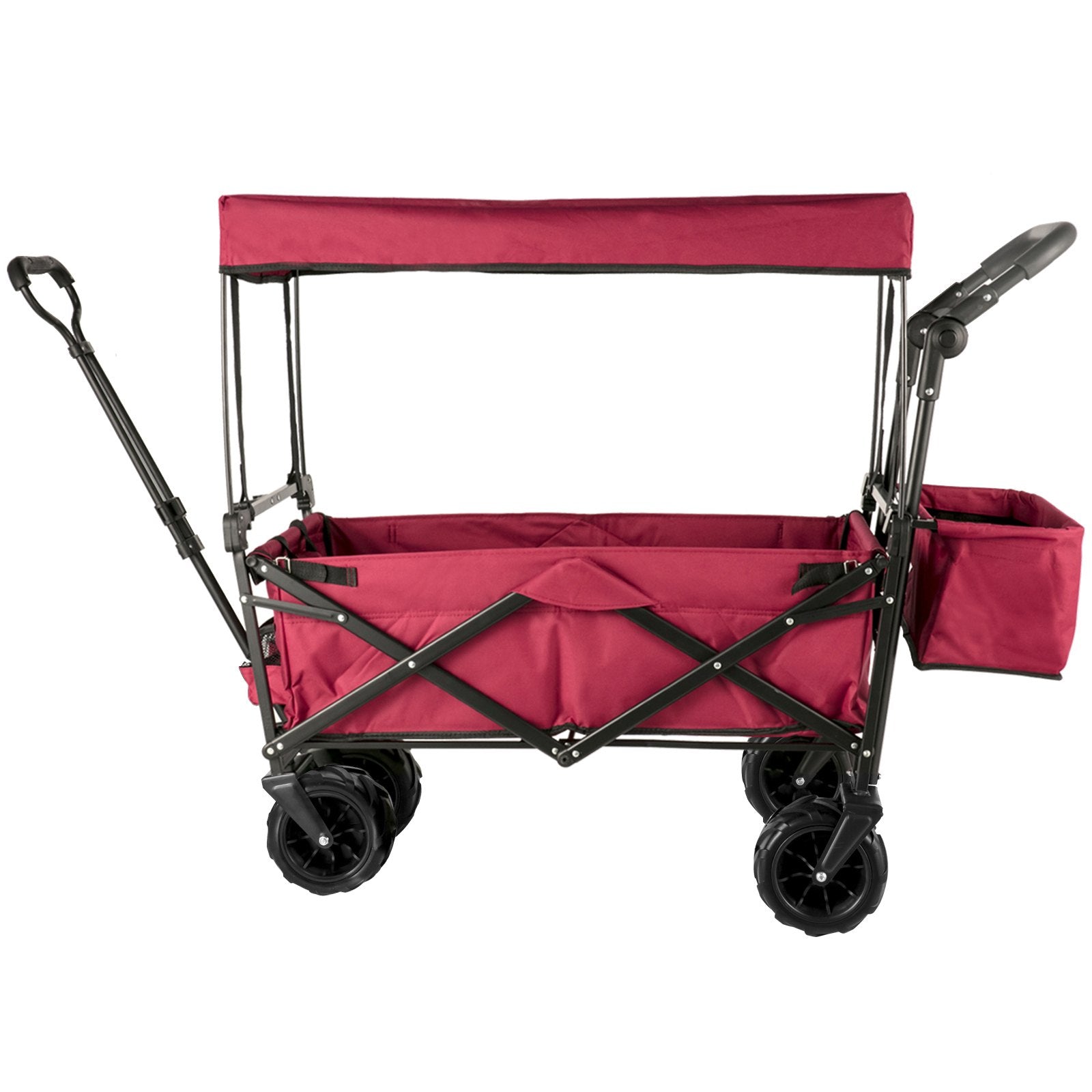 Folding Wagon Cart, Collapsible Folding Garden Cart w/ Shade Beach Utility V952-DZDPTC-RDHSKU0001V0