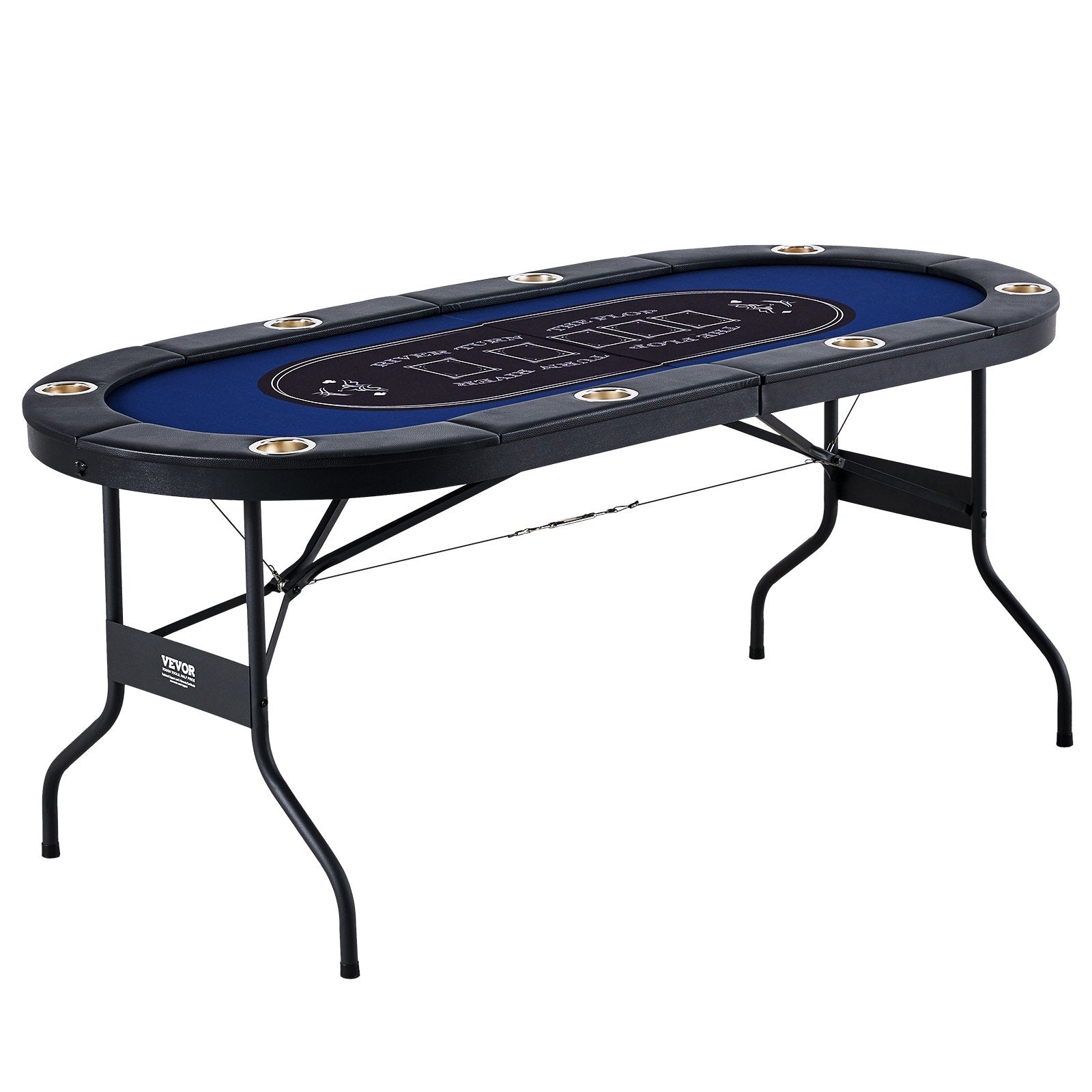 8 Player Foldable Poker Table, Blackjack Texas Holdem Poker Table with Padded Rails and Stainless Steel Cup V952-DZDTZDPKPZ8P95XDIV0