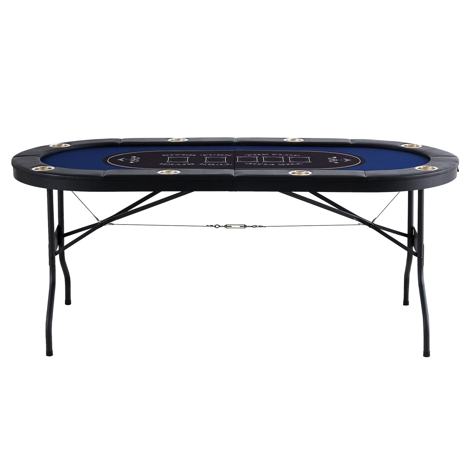 8 Player Foldable Poker Table, Blackjack Texas Holdem Poker Table with Padded Rails and Stainless Steel Cup V952-DZDTZDPKPZ8P95XDIV0