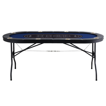 8 Player Foldable Poker Table, Blackjack Texas Holdem Poker Table with Padded Rails and Stainless Steel Cup V952-DZDTZDPKPZ8P95XDIV0