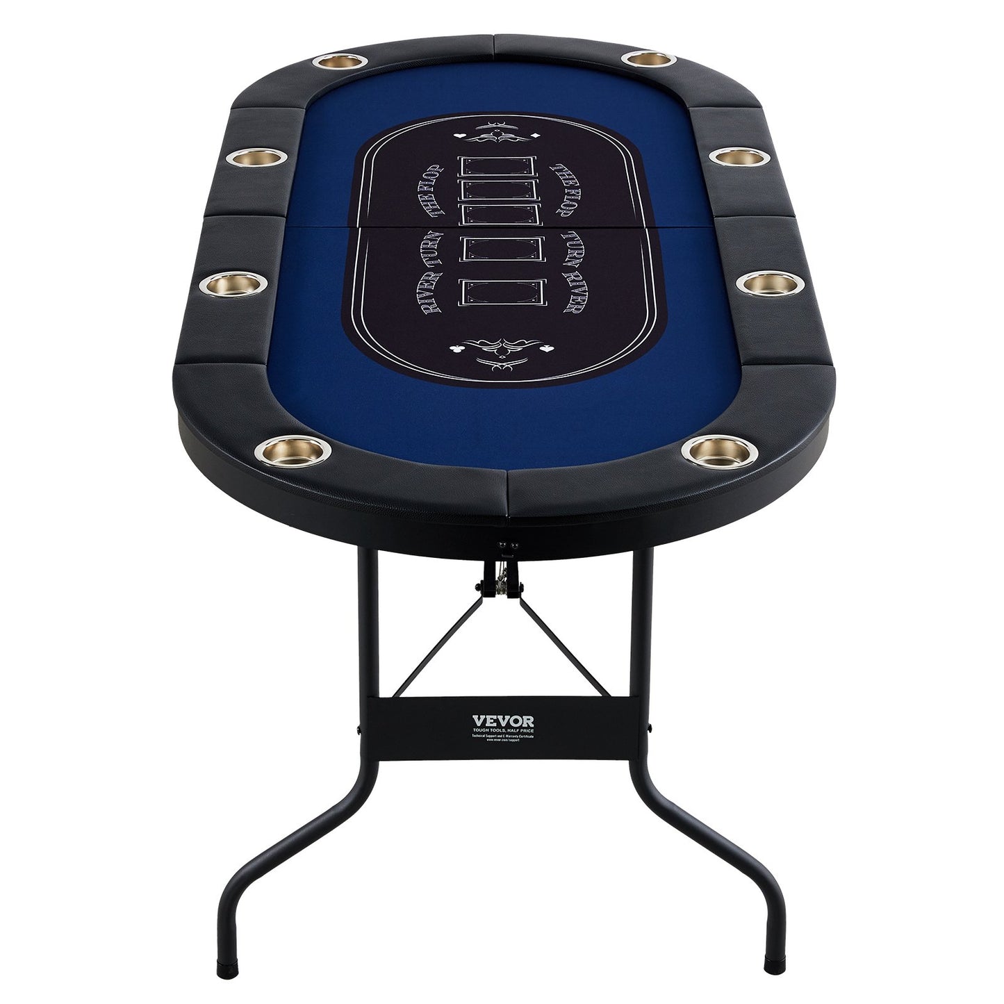 8 Player Foldable Poker Table, Blackjack Texas Holdem Poker Table with Padded Rails and Stainless Steel Cup V952-DZDTZDPKPZ8P95XDIV0