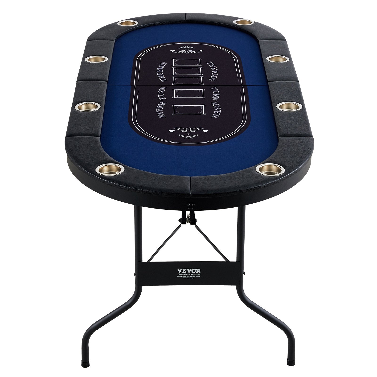 8 Player Foldable Poker Table, Blackjack Texas Holdem Poker Table with Padded Rails and Stainless Steel Cup V952-DZDTZDPKPZ8P95XDIV0