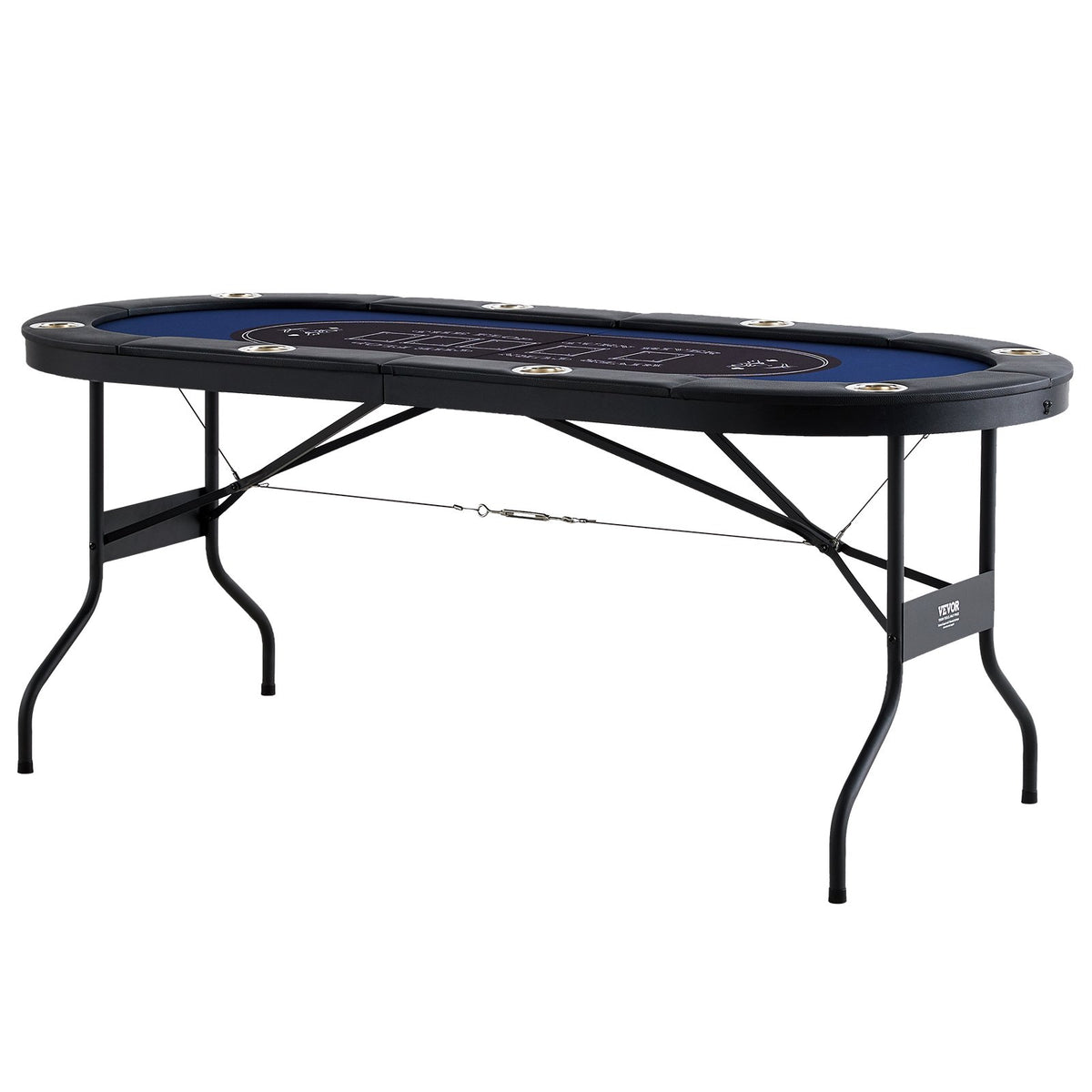 8 Player Foldable Poker Table, Blackjack Texas Holdem Poker Table with Padded Rails and Stainless Steel Cup V952-DZDTZDPKPZ8P95XDIV0