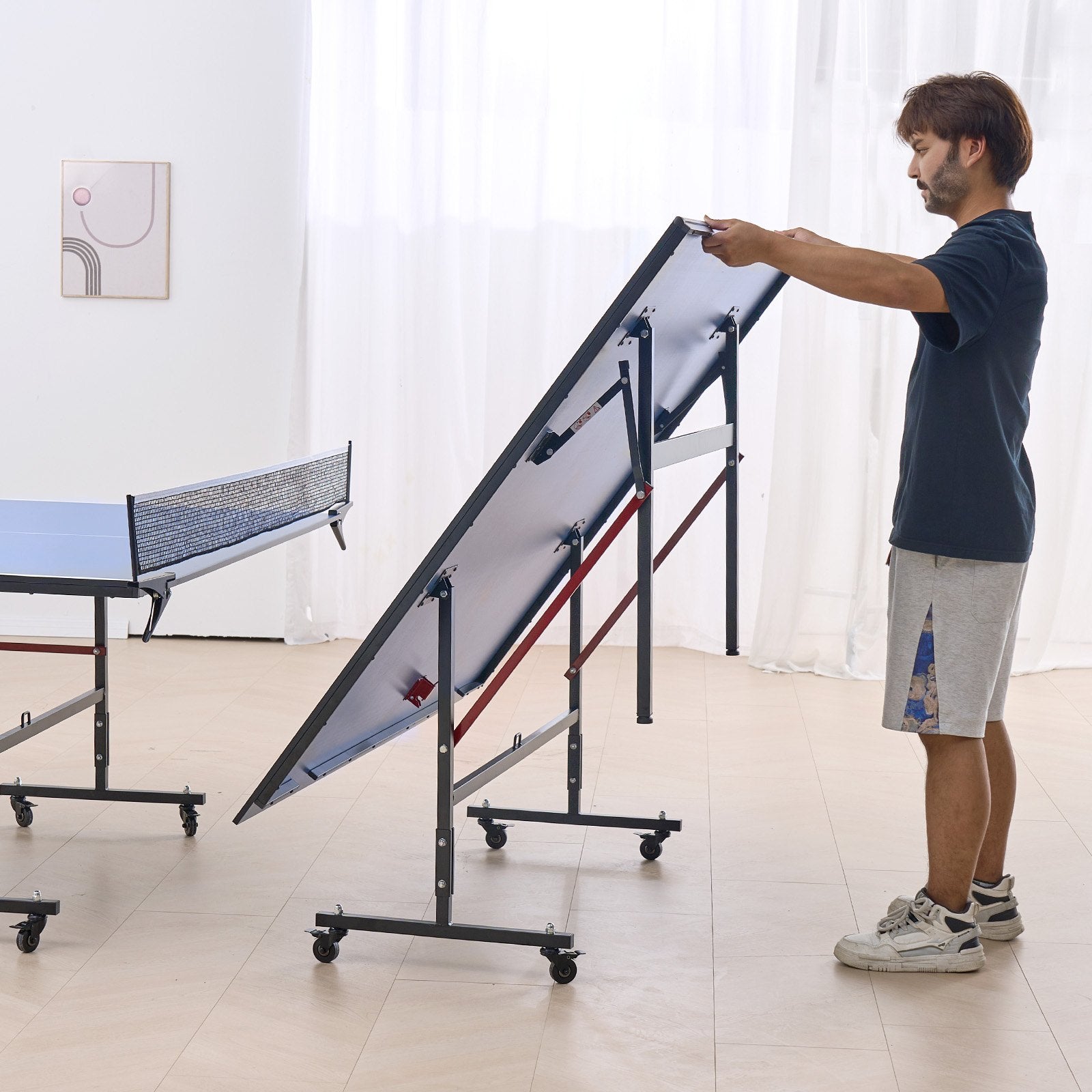 Ping Pong Table Foldable Table Tennis Game Table Indoor with Clamp Net V952-DZDTZDPPQZ12A94CKV0