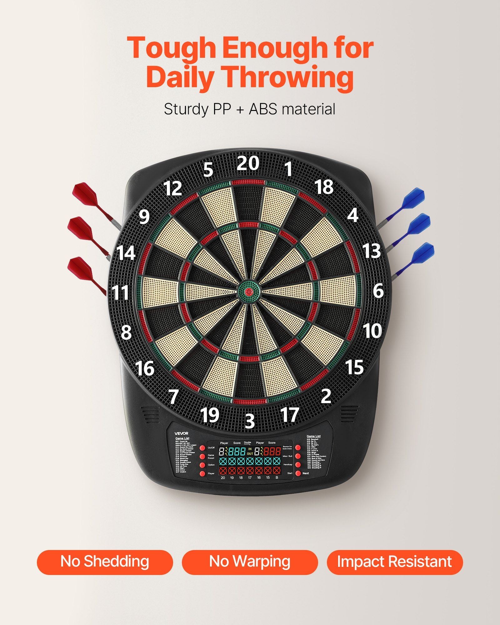 Electronic Dart Board, 336mm Target Dartboard with 43 Games & 200+ Variations for Up to 8 Players, 6 Dart V952-DZFBB135INCHUNE2I001V9