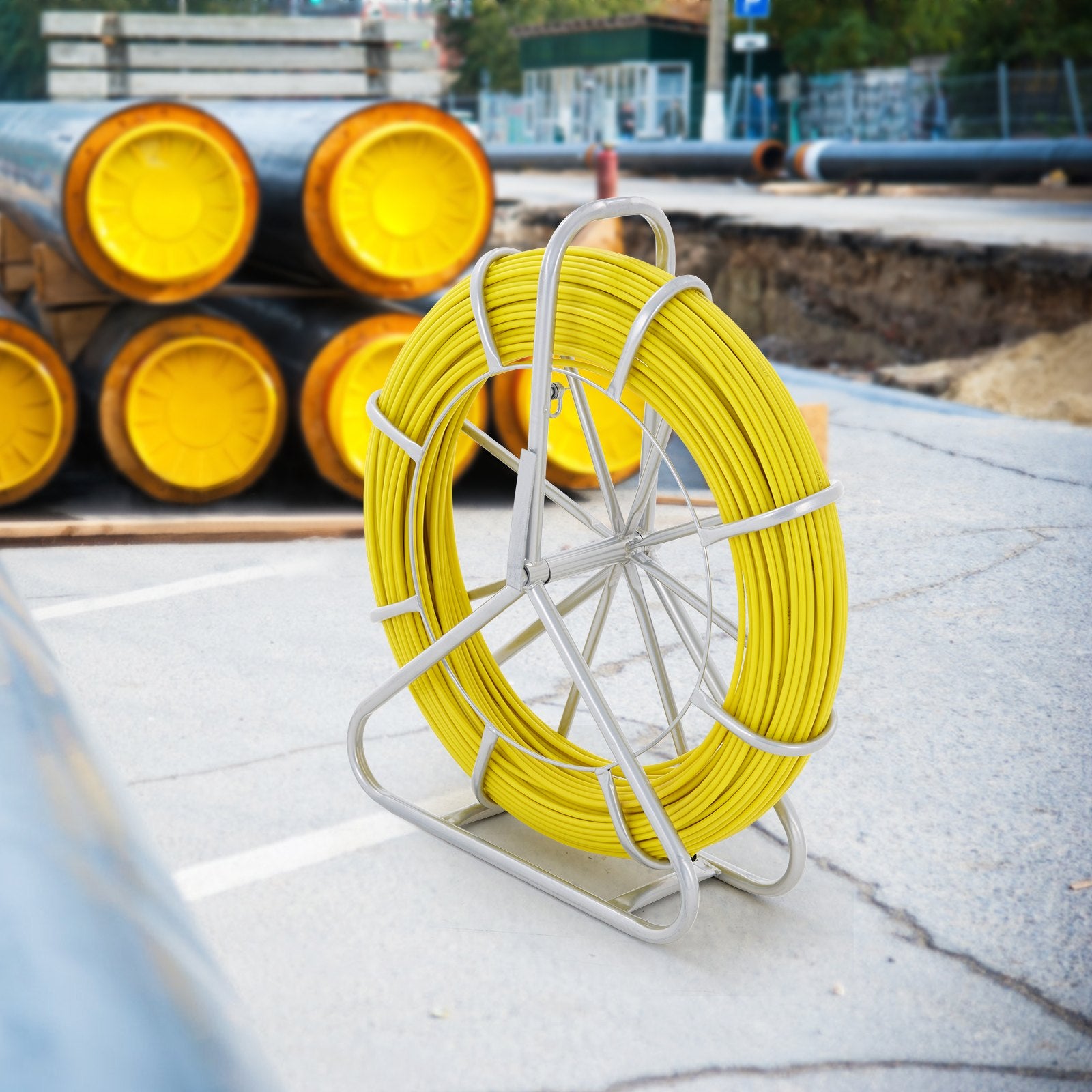 Fish Tape Fiberglass, 150 m, 7.9 mm, Duct Rodder Fishtape Wire Puller, Cable Running Rod with Steel Reel V952-DZJYD516492FT7WCTV0