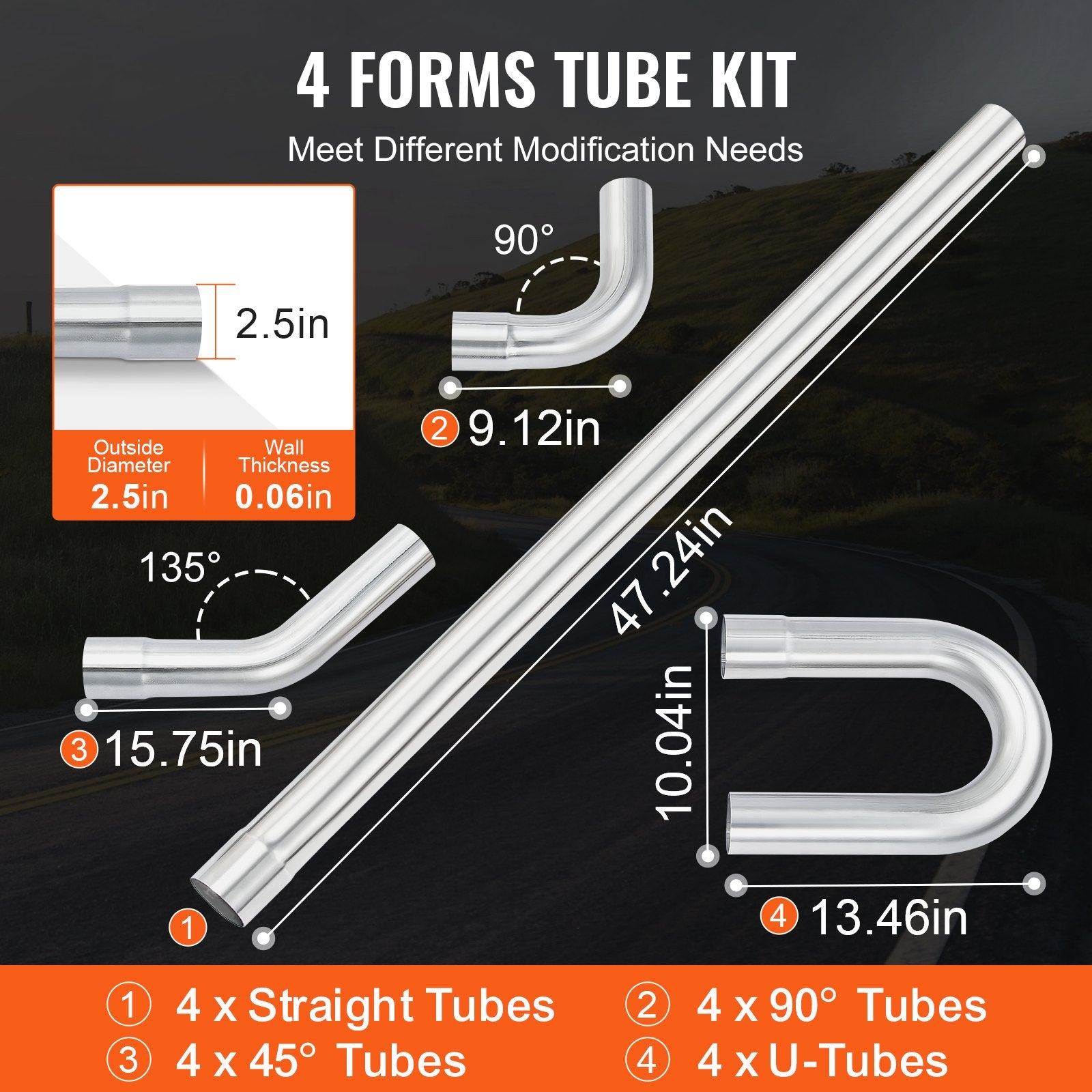 DIY Universal Exhaust Kit 16 Pieces Exhaust Pipe Kit with Slip-Fit Joint V952-DZPQGTJ16PCSWRBW6V0