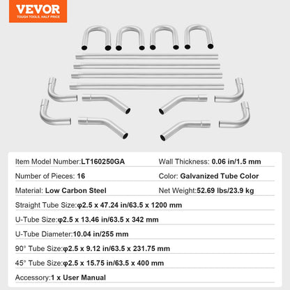 DIY Universal Exhaust Kit 16 Pieces Exhaust Pipe Kit with Slip-Fit Joint V952-DZPQGTJ16PCSWRBW6V0