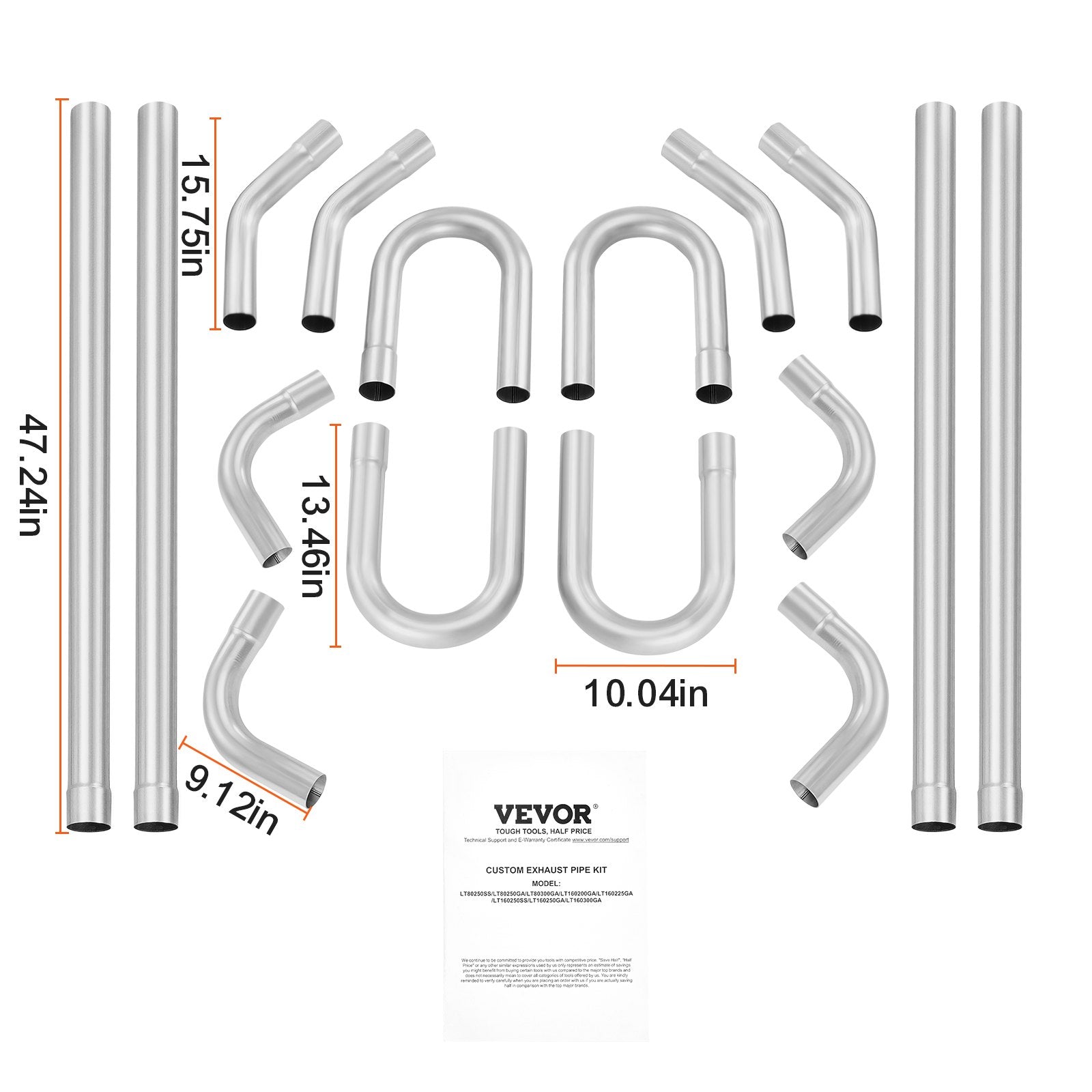 DIY Universal Exhaust Kit 16 Pieces Exhaust Pipe Kit with Slip-Fit Joint V952-DZPQGTJ16PCSWRBW6V0