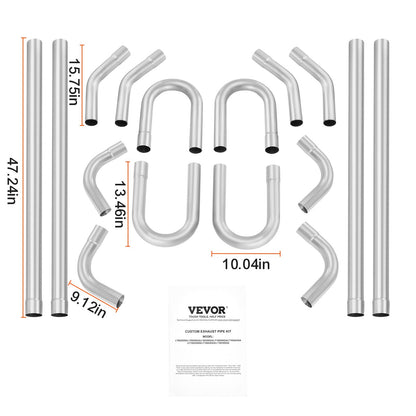 DIY Universal Exhaust Kit 16 Pieces Exhaust Pipe Kit with Slip-Fit Joint V952-DZPQGTJ16PCSWRBW6V0