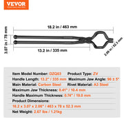 Blacksmith Tongs, 463mm Z V-Bit Tongs, Carbon Steel Forge Tongs with A3 Steel Rivets, for Knife Blades, Long V952-DZQDPQZV18YZLIJY0V0