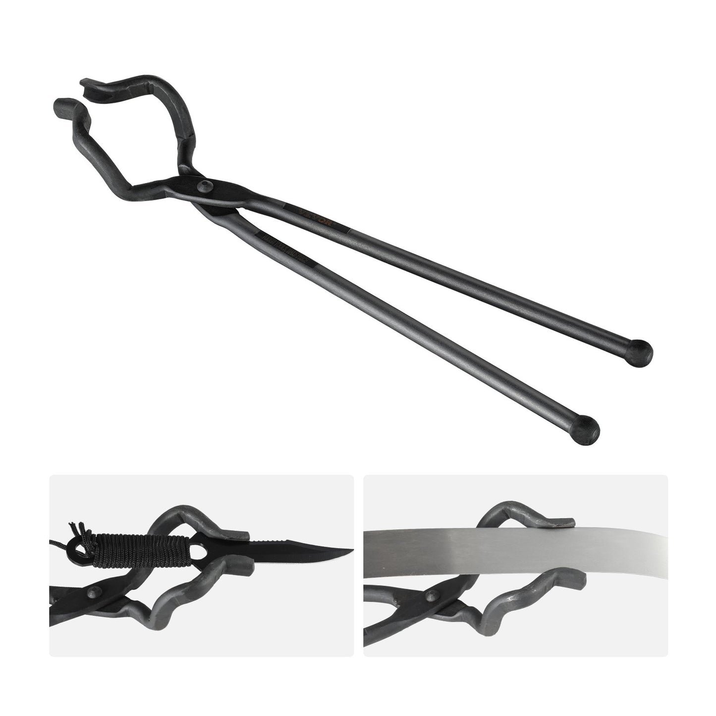 Blacksmith Tongs, 463mm Z V-Bit Tongs, Carbon Steel Forge Tongs with A3 Steel Rivets, for Knife Blades, Long V952-DZQDPQZV18YZLIJY0V0