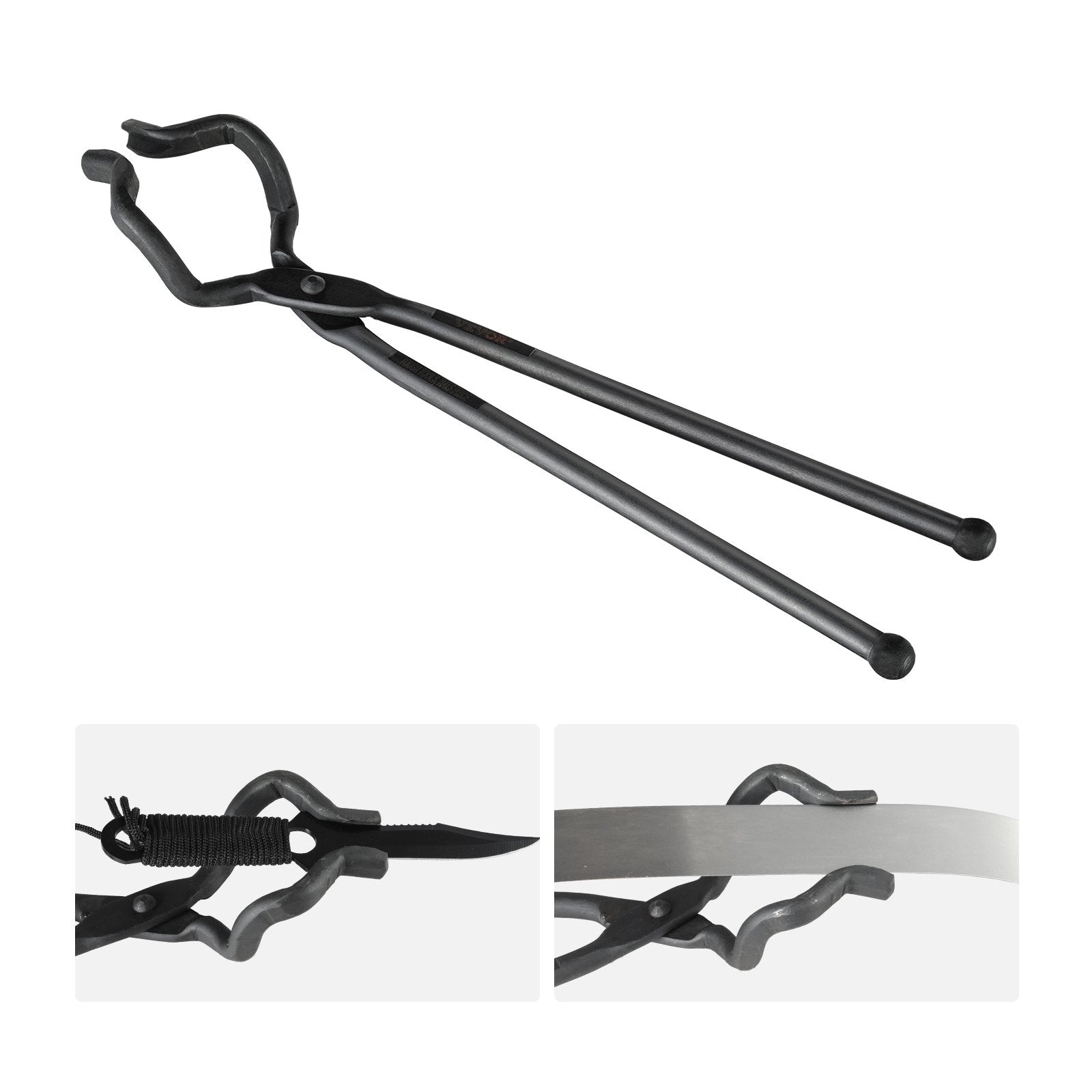 Blacksmith Tongs, 463mm Z V-Bit Tongs, Carbon Steel Forge Tongs with A3 Steel Rivets, for Knife Blades, Long V952-DZQDPQZV18YZLIJY0V0