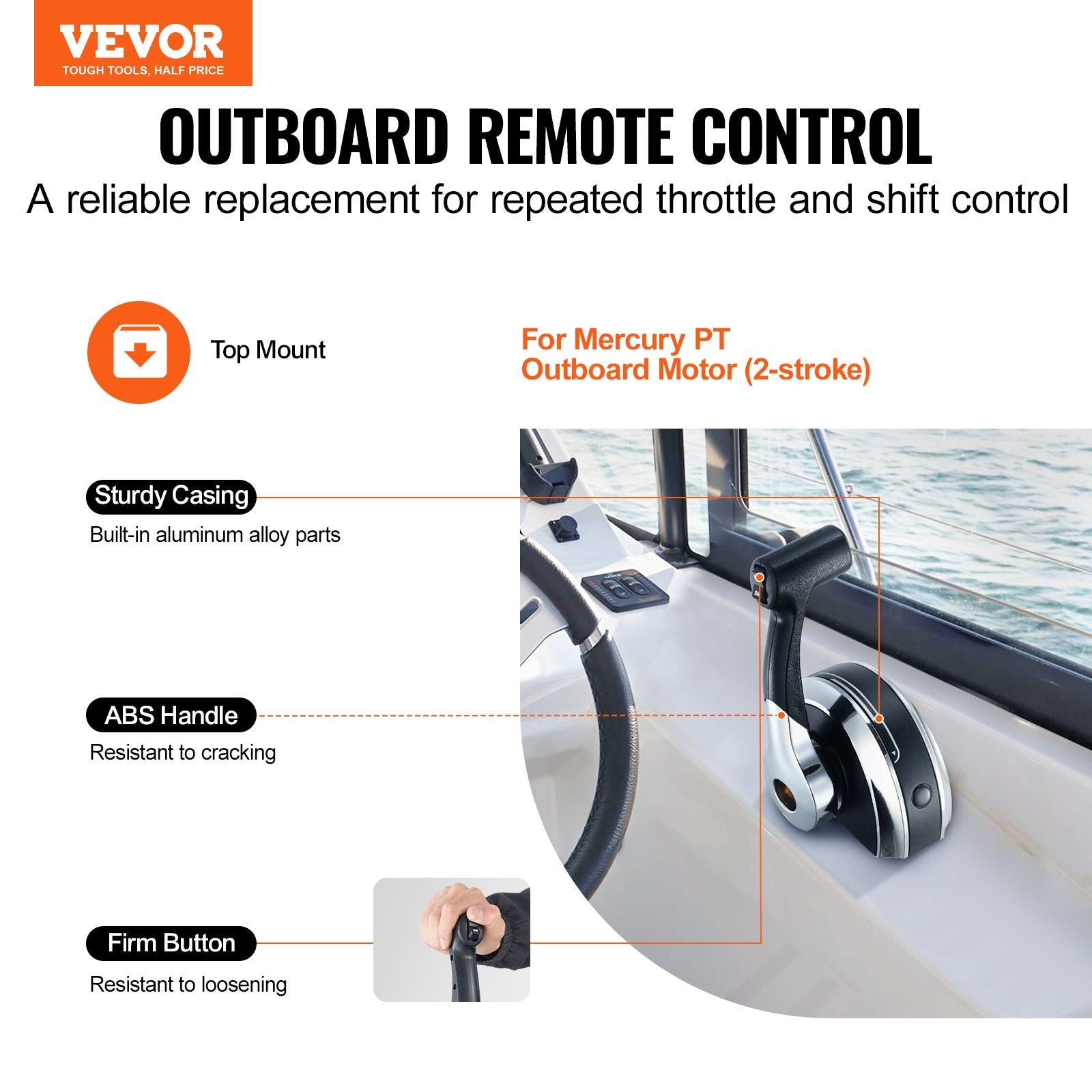 Boat Throttle Control, 8M0059686 Top-Mounted Outboard Remote Control Box for Mercury PT 2-Stroke, Marine V952-DZSCYMKZQMER2IOPMV9