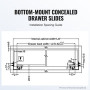 10 Pairs of 533.4mm Drawer Bottom Side Mount Rails, Heavy Duty Full Ball Bearing Extension Steel Track, V952-DZYZSCTHG1001JZM6V0