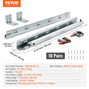 10 Pairs of 533.4mm Drawer Bottom Side Mount Rails, Heavy Duty Full Ball Bearing Extension Steel Track, V952-DZYZSCTHG1001JZM6V0