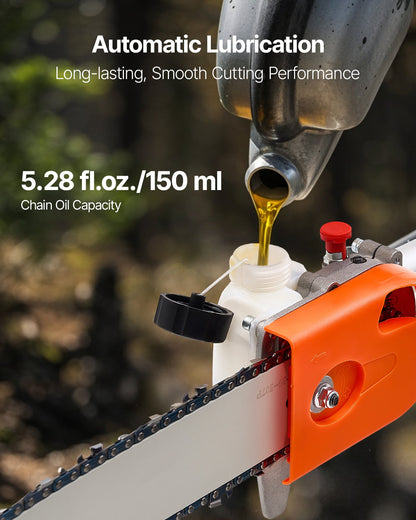 Gas Pole Saw, 43CC 2 Stroke Gas Powered Pole Saws with 25.4 cm Cutting Bar, Cordless Tree Trimmer with V952-ECCYJCS10INCBN4B0002V0