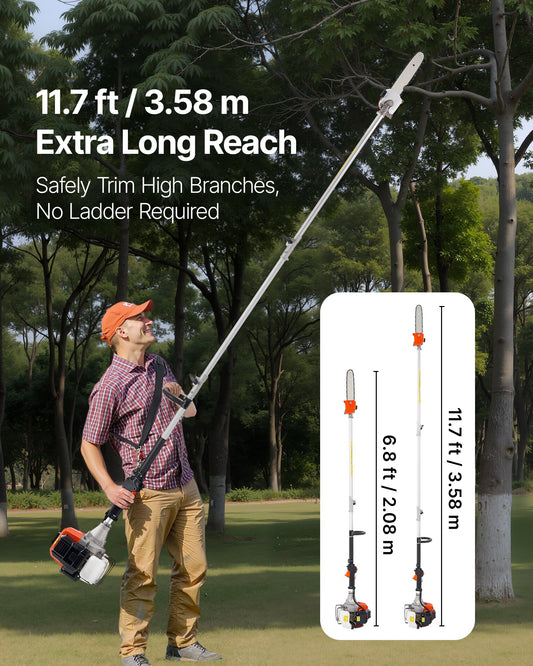 Gas Pole Saw, 33CC 2 Stroke Gas Powered Pole Saws with 20.3 cm Cutting Bar, Cordless Tree Trimmer with 850ml V952-ECCYJCS10INCBO9MA002V0