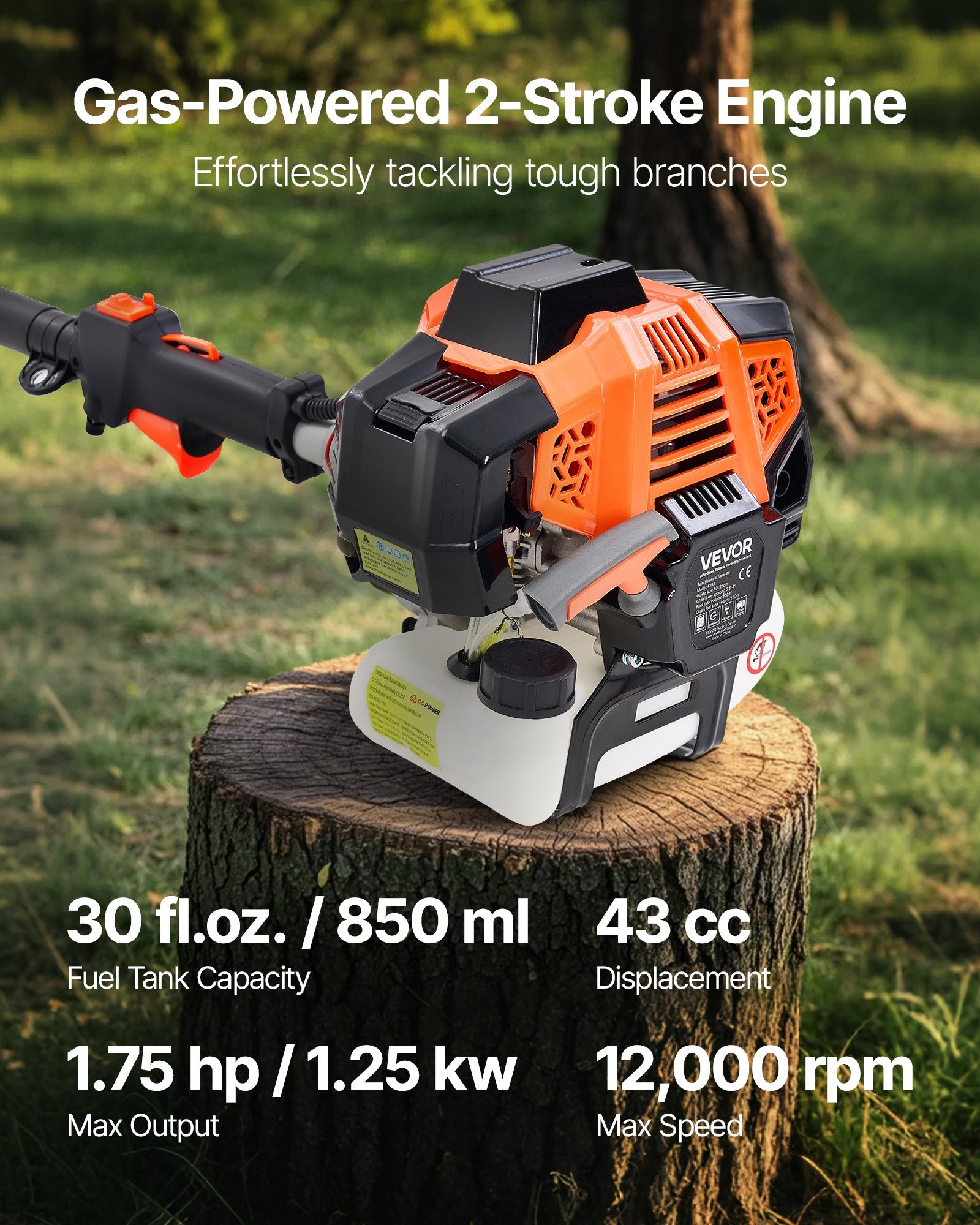Gas Pole Saw, 33CC 2 Stroke Gas Powered Pole Saws with 20.3 cm Cutting Bar, Cordless Tree Trimmer with 850ml V952-ECCYJCS10INCBO9MA002V0