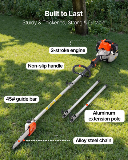 Gas Pole Saw, 33CC 2 Stroke Gas Powered Pole Saws with 20.3 cm Cutting Bar, Cordless Tree Trimmer with 850ml V952-ECCYJCS10INCBO9MA002V0