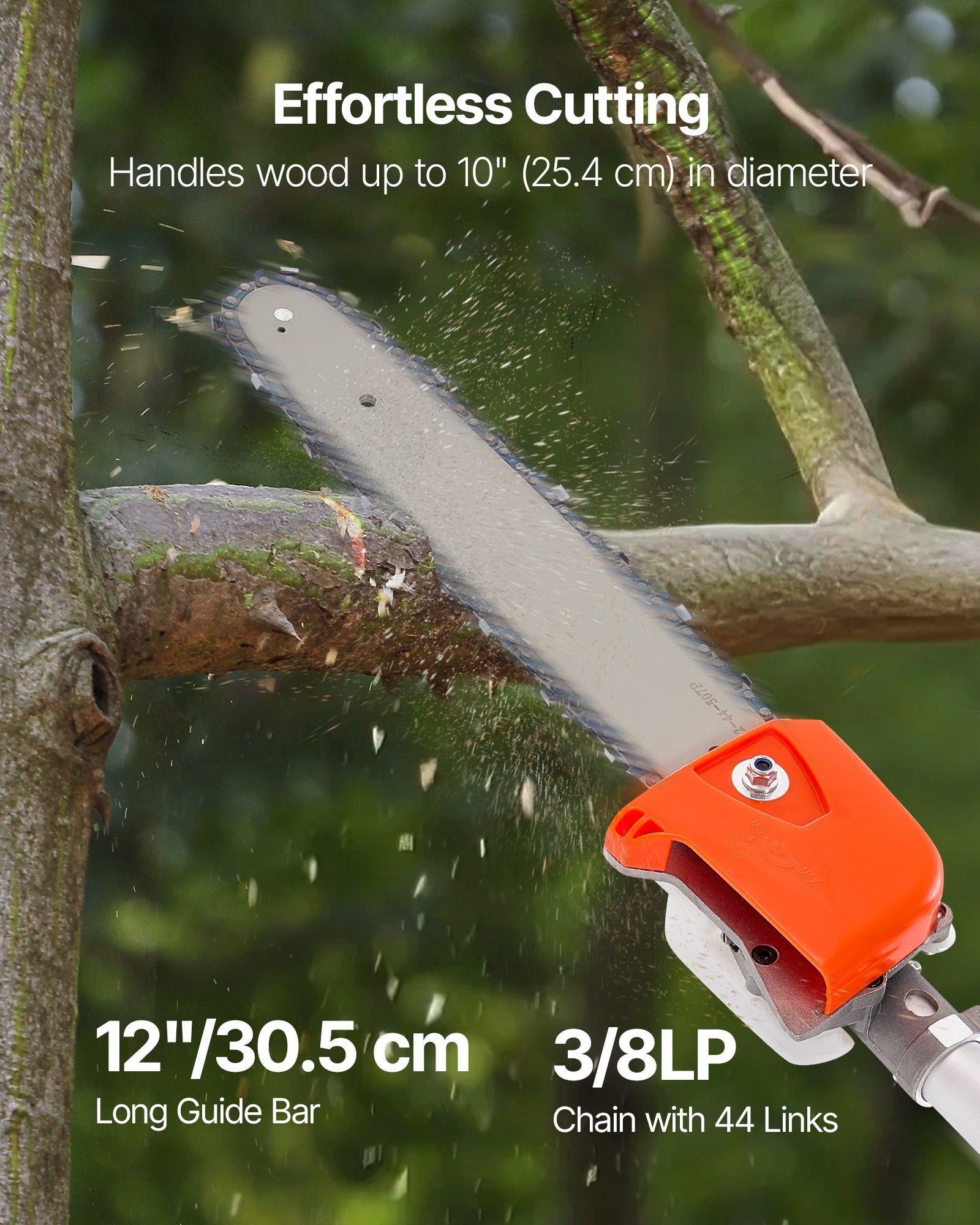 Gas Pole Saw, 25CC 2 Stroke Gas Powered Pole Saws with 30.5 cm Cutting Bar, Cordless Tree Trimmer with 650ml V952-ECCYJCS12INCAT18E002V0