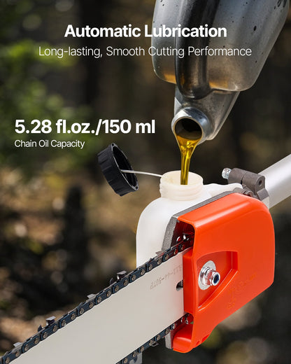 Gas Pole Saw, 25CC 2 Stroke Gas Powered Pole Saws with 30.5 cm Cutting Bar, Cordless Tree Trimmer with 650ml V952-ECCYJCS12INCAT18E002V0