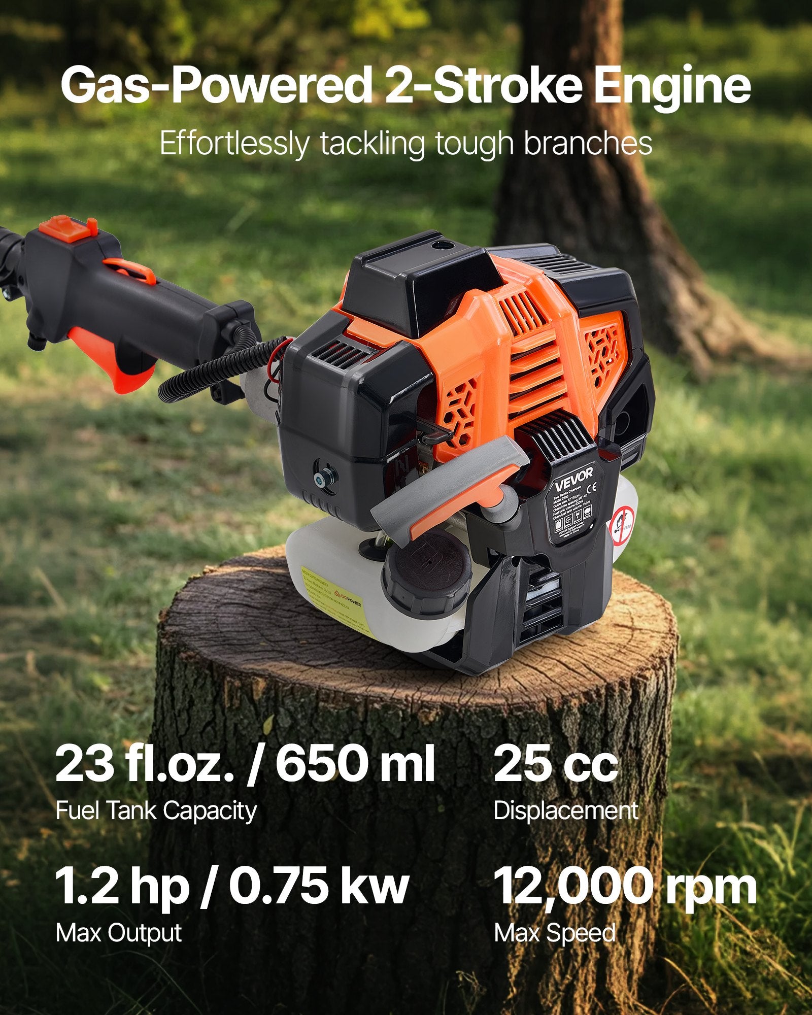 Gas Pole Saw, 25CC 2 Stroke Gas Powered Pole Saws with 20.3 cm Cutting Bar, Cordless Tree Trimmer with 650ml V952-ECCYJCS8INCH86J0A002V0
