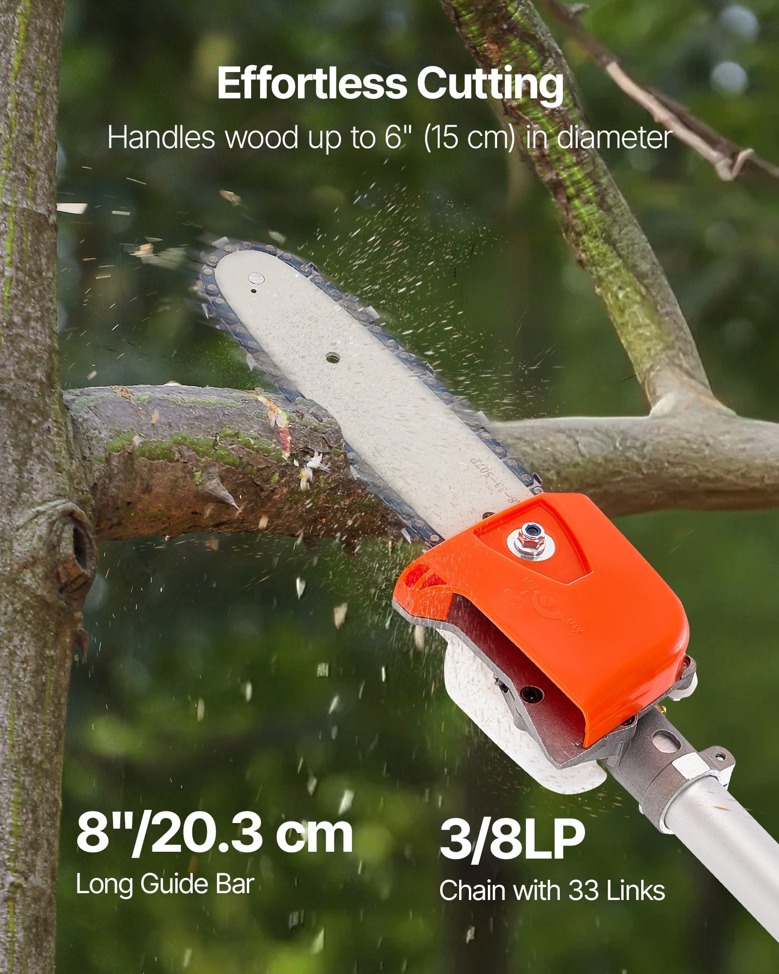 Gas Pole Saw, 25CC 2 Stroke Gas Powered Pole Saws with 20.3 cm Cutting Bar, Cordless Tree Trimmer with 650ml V952-ECCYJCS8INCH86J0A002V0