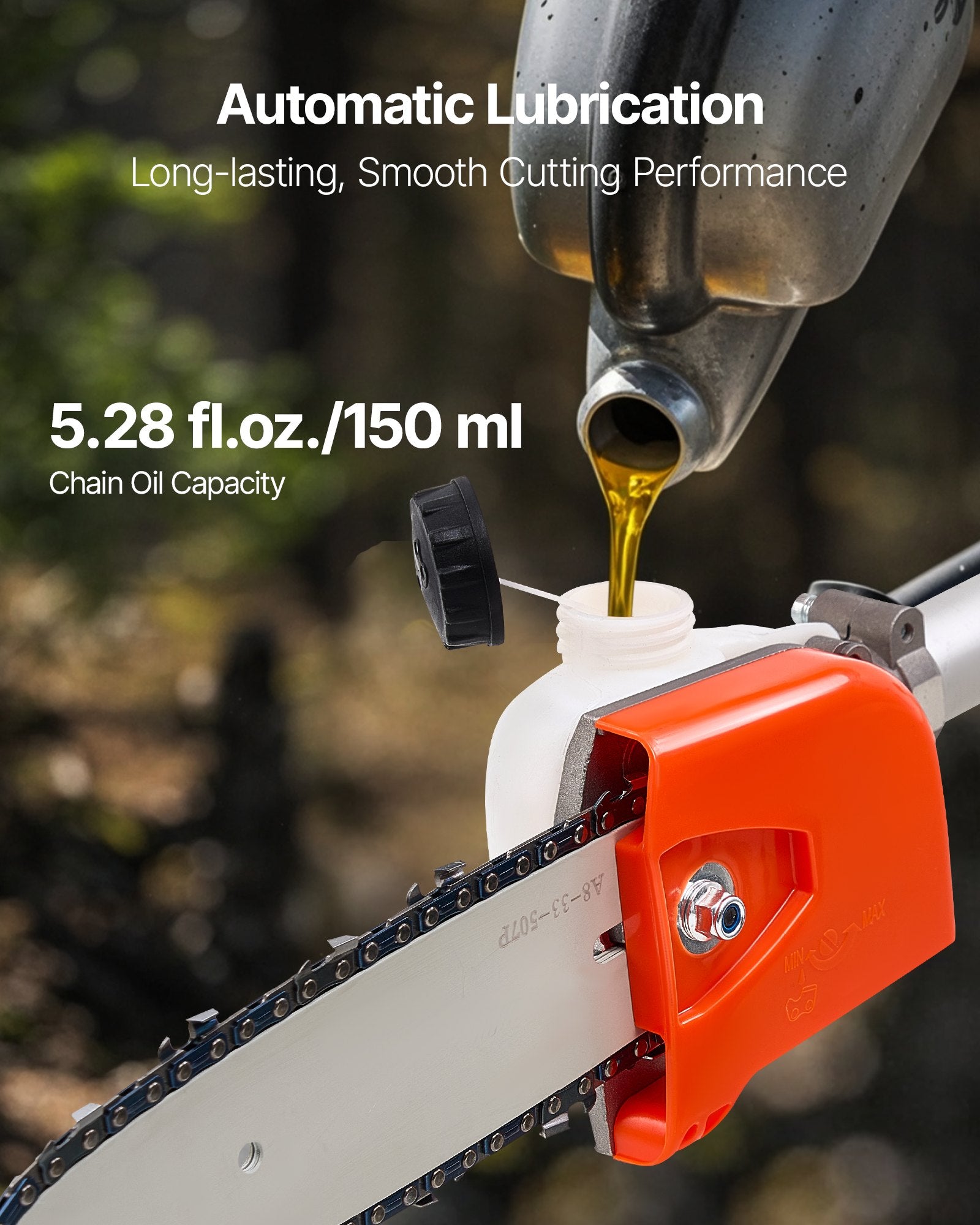 Gas Pole Saw, 25CC 2 Stroke Gas Powered Pole Saws with 20.3 cm Cutting Bar, Cordless Tree Trimmer with 650ml V952-ECCYJCS8INCH86J0A002V0