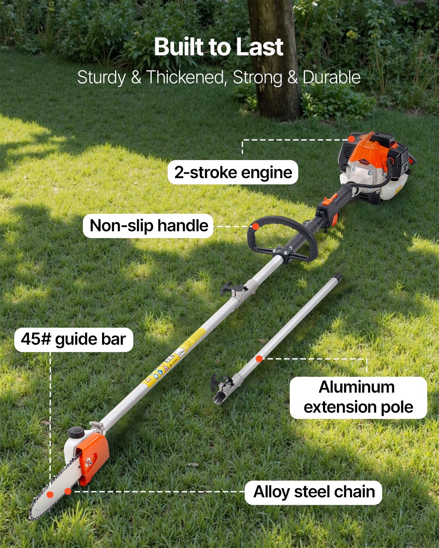 Gas Pole Saw, 25CC 2 Stroke Gas Powered Pole Saws with 20.3 cm Cutting Bar, Cordless Tree Trimmer with 650ml V952-ECCYJCS8INCH86J0A002V0