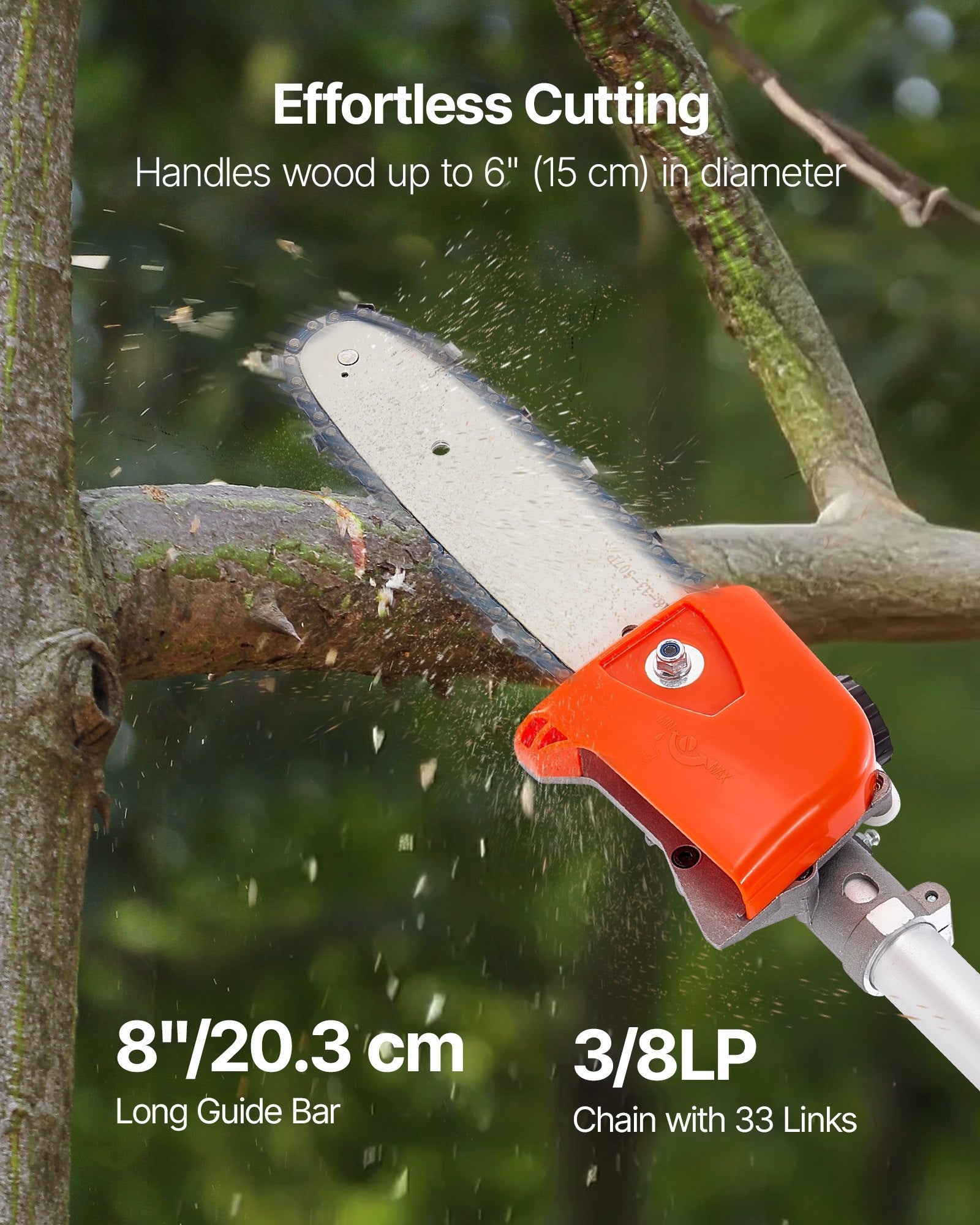 Gas Pole Saw, 33CC 2 Stroke Gas Powered Pole Saws with 20.3 cm Cutting Bar, Cordless Tree Trimmer with 850ml V952-ECCYJCS8INCHCL6X7002V0