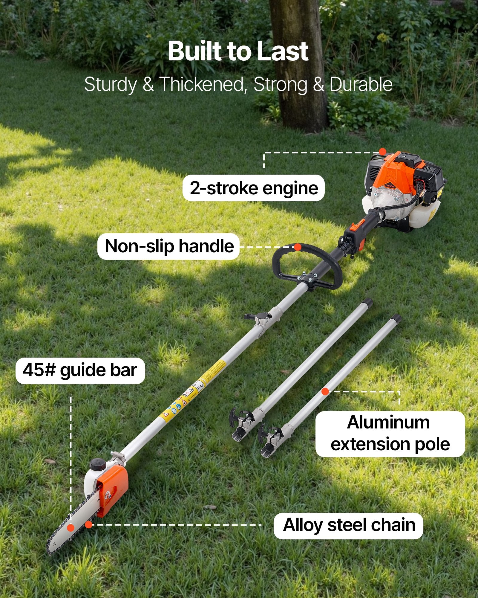 Gas Pole Saw, 33CC 2 Stroke Gas Powered Pole Saws with 20.3 cm Cutting Bar, Cordless Tree Trimmer with 850ml V952-ECCYJCS8INCHCL6X7002V0