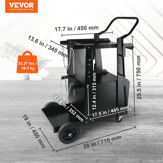 Welding Cart, 2-Tier Heavy Duty Welder Cart with Anti-Theft Lockable Cabinet, 265LBS Weight Capacity, 360 V952-ECDCHJTC265LB8FATV0