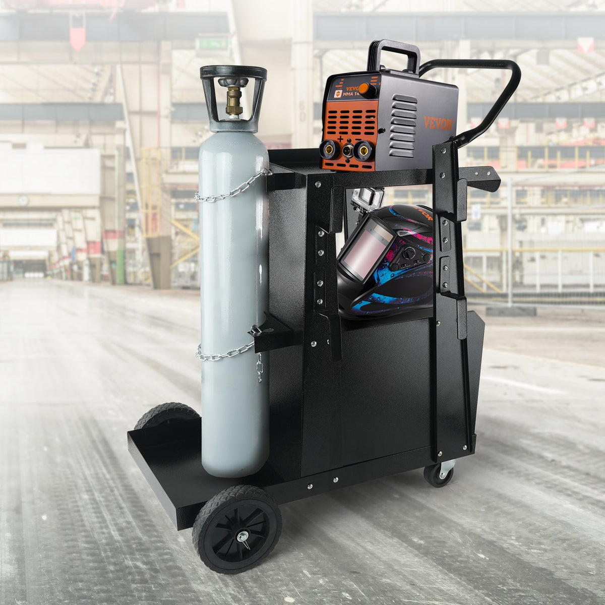 Welding Cart, 2-Tier Heavy Duty Welder Cart with Anti-Theft Lockable Cabinet, 265LBS Weight Capacity, 360 V952-ECDCHJTC265LB8FATV0