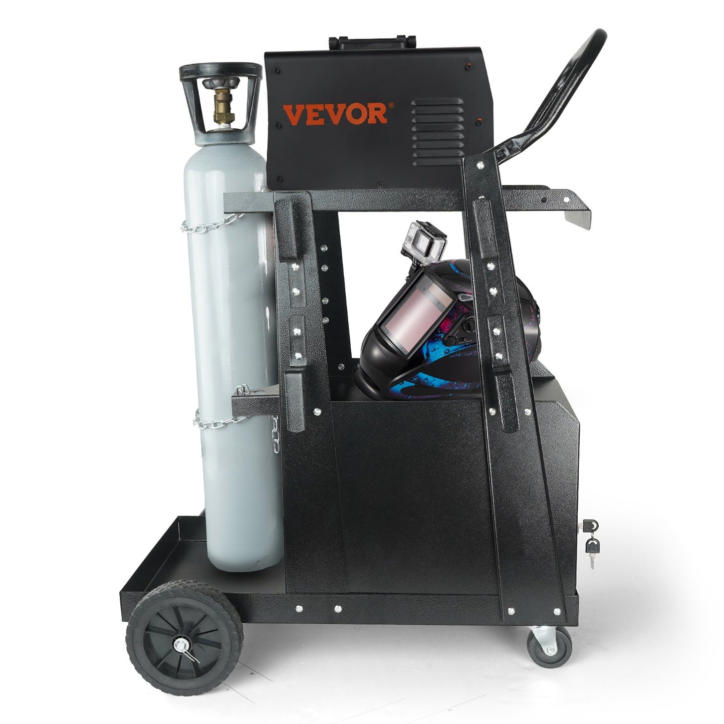 Welding Cart, 2-Tier Heavy Duty Welder Cart with Anti-Theft Lockable Cabinet, 265LBS Weight Capacity, 360 V952-ECDCHJTC265LB8FATV0