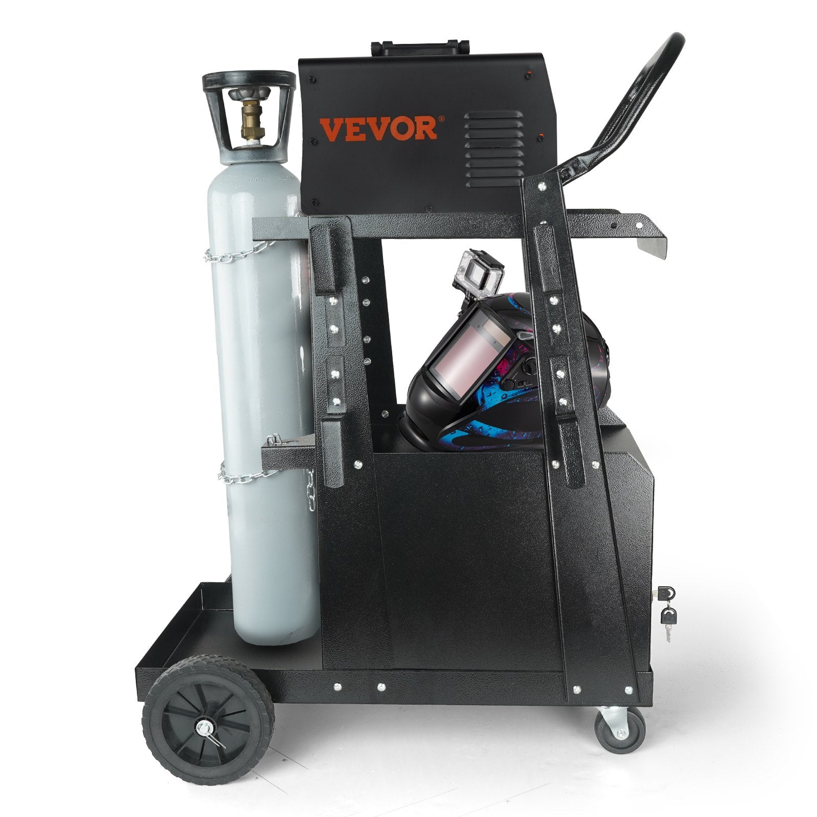 Welding Cart, 2-Tier Heavy Duty Welder Cart with Anti-Theft Lockable Cabinet, 265LBS Weight Capacity, 360 V952-ECDCHJTC265LB8FATV0