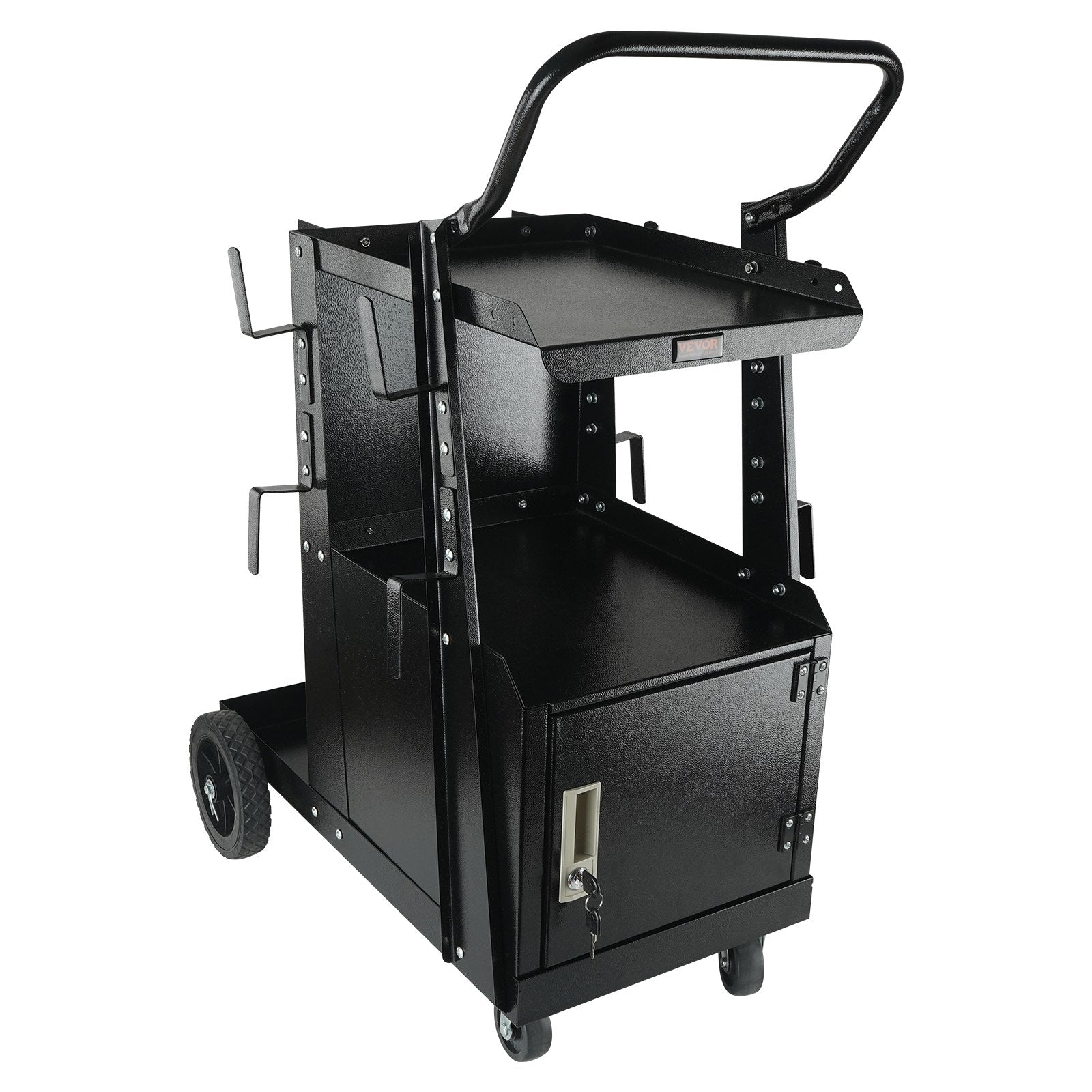 Welding Cart, 2-Tier Heavy Duty Welder Cart with Anti-Theft Lockable Cabinet, 265LBS Weight Capacity, 360 V952-ECDCHJTC265LB8FATV0