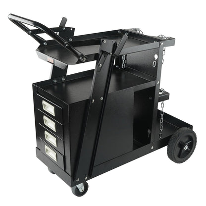 Welding Cart, 2-Tier 4 Drawers Welder Cart with 265 LBS Weight Capacity, Swivel Wheels, Tank Storage Safety V952-ECSTHJTC265LBXFETV0