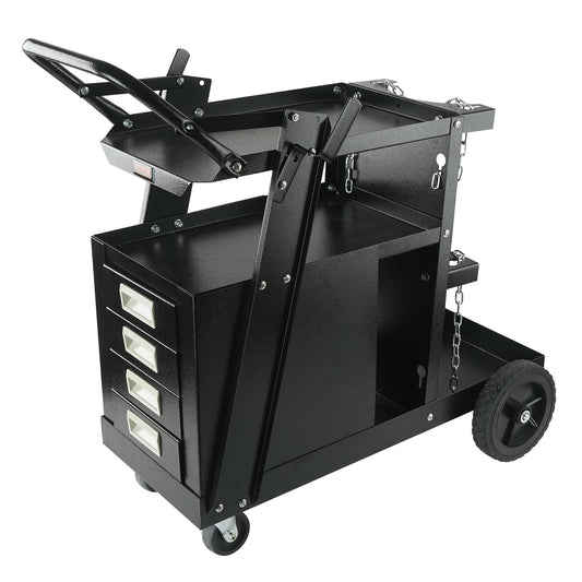 Welding Cart, 2-Tier 4 Drawers Welder Cart with 265 LBS Weight Capacity, Swivel Wheels, Tank Storage Safety V952-ECSTHJTC265LBXFETV0