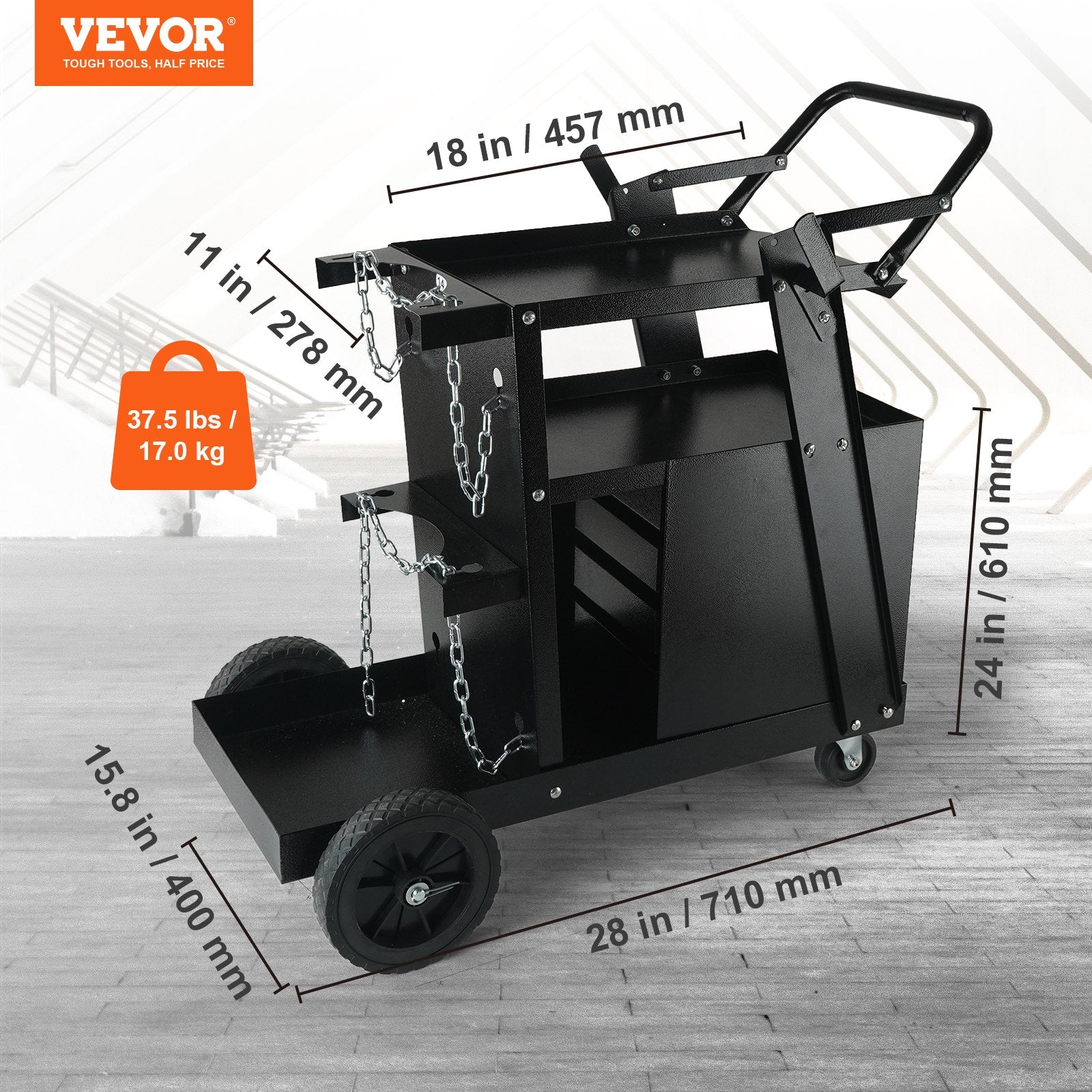Welding Cart, 2-Tier 4 Drawers Welder Cart with 265 LBS Weight Capacity, Swivel Wheels, Tank Storage Safety V952-ECSTHJTC265LBXFETV0