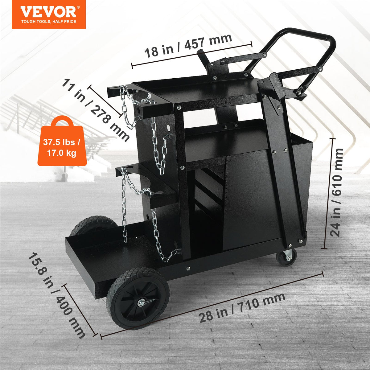 Welding Cart, 2-Tier 4 Drawers Welder Cart with 265 LBS Weight Capacity, Swivel Wheels, Tank Storage Safety V952-ECSTHJTC265LBXFETV0