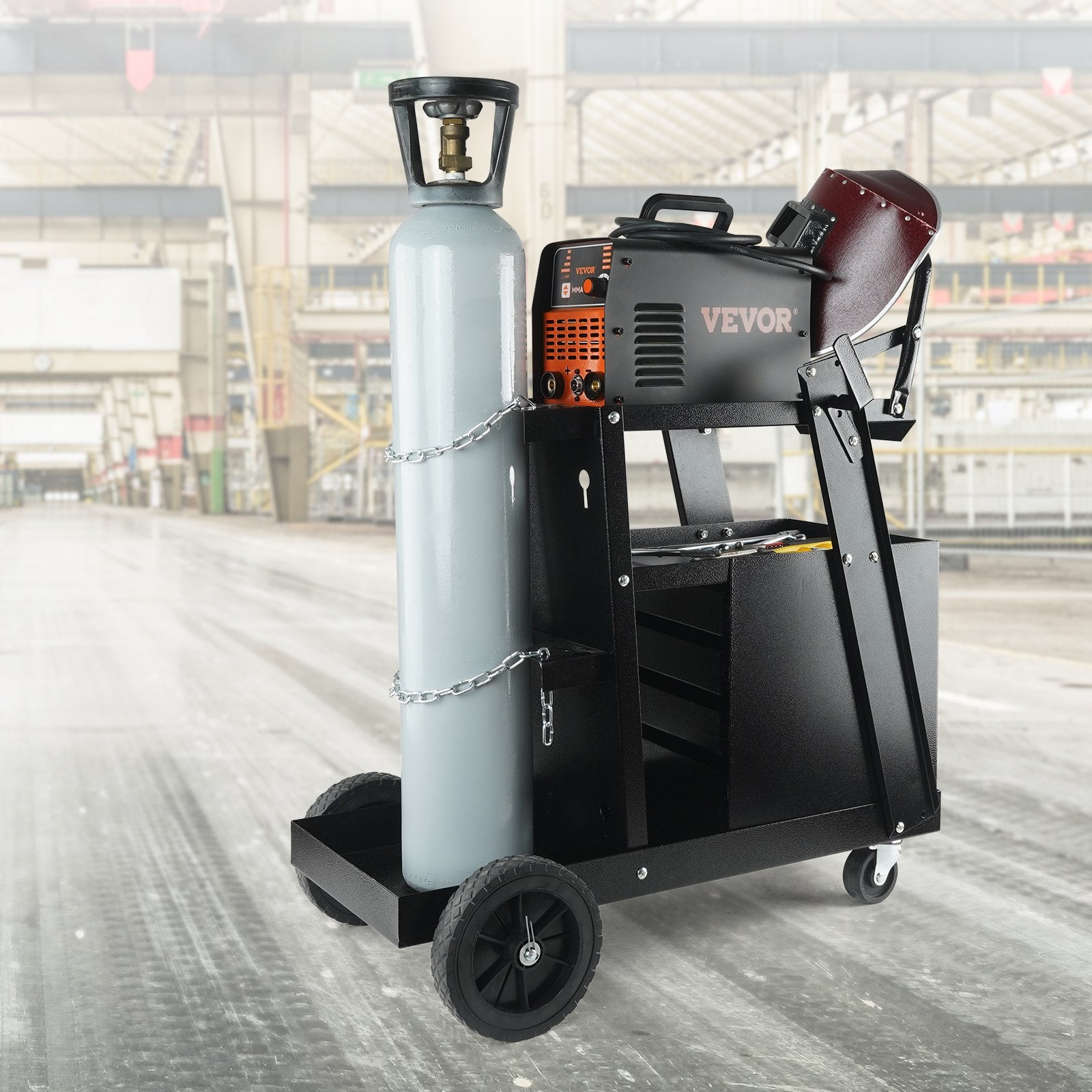 Welding Cart, 2-Tier 4 Drawers Welder Cart with 265 LBS Weight Capacity, Swivel Wheels, Tank Storage Safety V952-ECSTHJTC265LBXFETV0