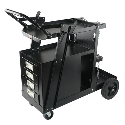 Welding Cart, 2-Tier 4 Drawers Welder Cart with 265 LBS Weight Capacity, Swivel Wheels, Tank Storage Safety V952-ECSTHJTC265LBXFETV0