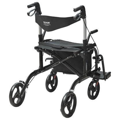 2 in 1 Rollator Walker & Transport Chair for Seniors, Folding Rolling Walker Wheelchair Combo & Footrests, V952-EHYZXQCKJLQ8L86XDV0