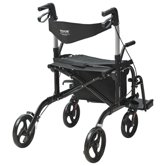 2 in 1 Rollator Walker & Transport Chair for Seniors, Folding Rolling Walker Wheelchair Combo & Footrests, V952-EHYZXQCKJLQ8L86XDV0