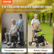 2 in 1 Rollator Walker & Transport Chair for Seniors, Folding Rolling Walker Wheelchair Combo & Footrests, V952-EHYZXQCKJLQ8L86XDV0