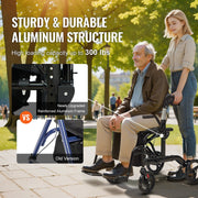 2 in 1 Rollator Walker & Transport Chair for Seniors, Folding Rolling Walker Wheelchair Combo & Footrests, V952-EHYZXQCKJLQ8L86XDV0