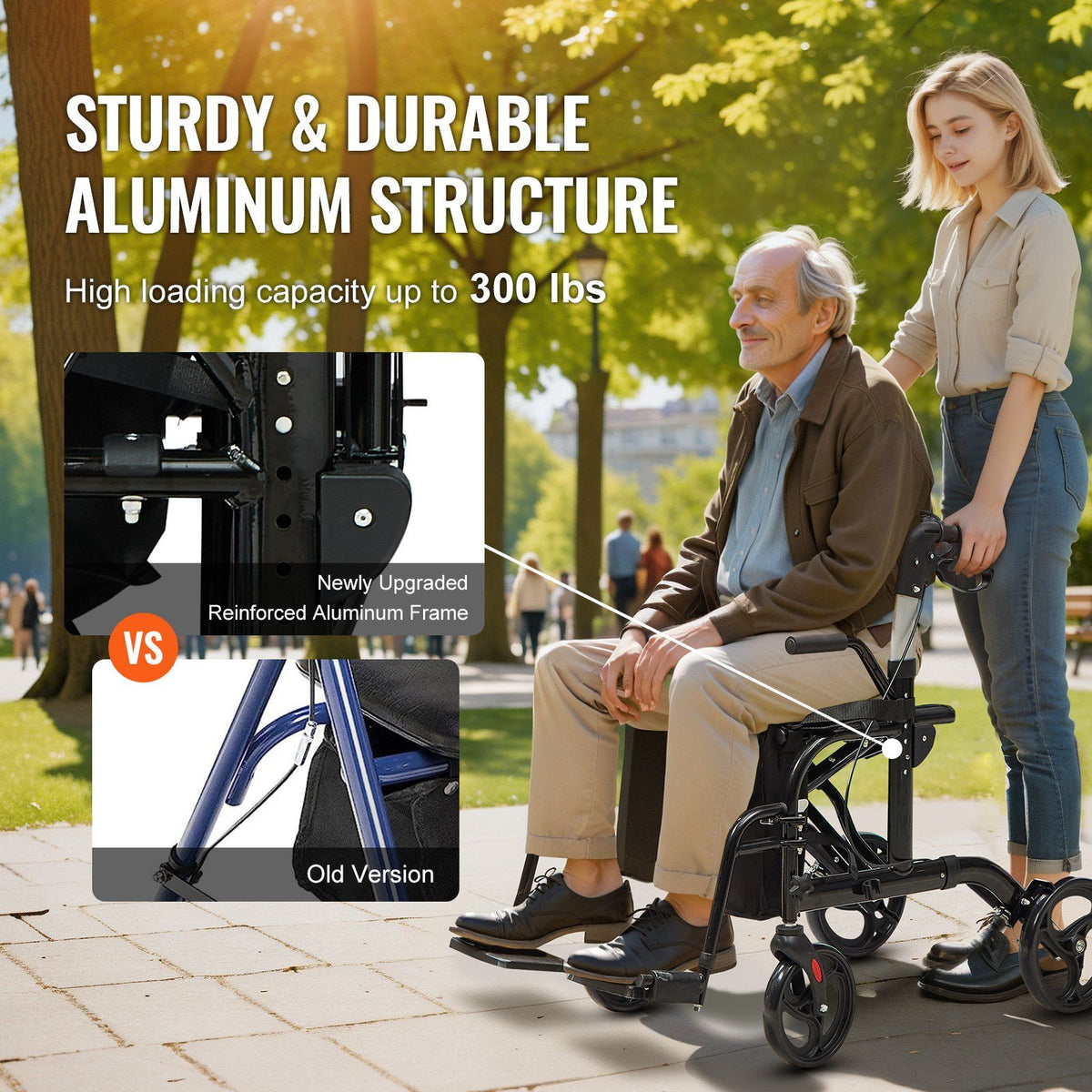 2 in 1 Rollator Walker & Transport Chair for Seniors, Folding Rolling Walker Wheelchair Combo & Footrests, V952-EHYZXQCKJLQ8L86XDV0