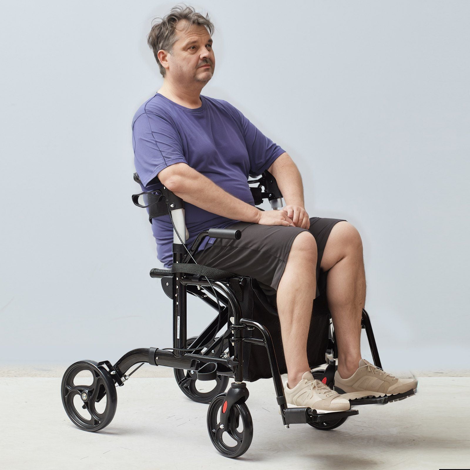2 in 1 Rollator Walker & Transport Chair for Seniors, Folding Rolling Walker Wheelchair Combo & Footrests, V952-EHYZXQCKJLQ8L86XDV0
