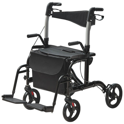 2 in 1 Rollator Walker & Transport Chair for Seniors, Folding Rolling Walker Wheelchair Combo & Footrests, V952-EHYZXQCKJLQ8L86XDV0